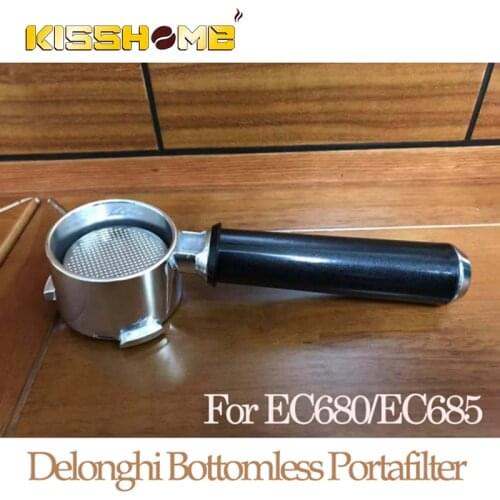 Espresso Coffee Portafilter For DeLonghi EC680 EC685 Stainless Steel 51mm Bottomless Coffee Machine Handle with Filter Basket