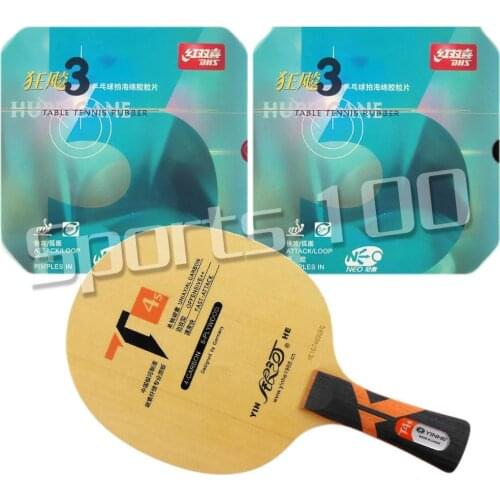 Pro Combo Racket Galaxy YINHE T4s with 2x DHS NEO Hurricane 3 Rubbers Long Shakehand-FL