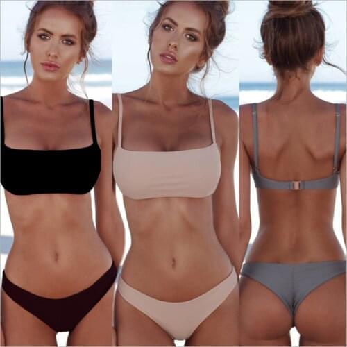 Women Sexy High Waist Micro Bikinis 2021 Solid Swimsuit Thong Push Up Swimwear Brazilian Mini Bikini Set Bath Swim Suit Biquini