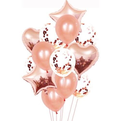 14Pcs/set Confetti Balloons Happy Birthday Latex Ballon Set Kids Baby Shower Wedding Party Decoration Air Balloon