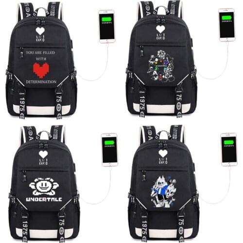 Hot sale Anime undertale flowey sans backpack UNISEX school bag preppy style usb charge backpack