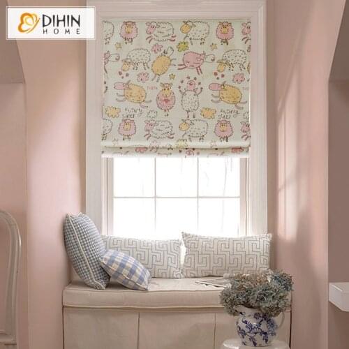 Cartoon Little Sheep Printed Roman Shades Custom to Sizes Window Curtains For Living Room Free Shipping
