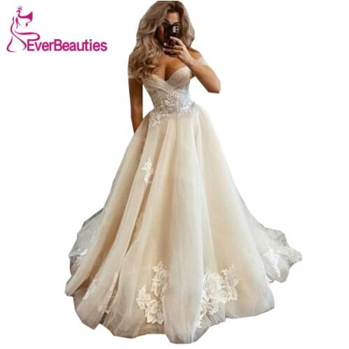 Vestido De Noiva Off The Shoulder Wedding Dresses 2020 Boho Bridal Dress Tulle Appliques Robe De Mariee Beach Bride Dress