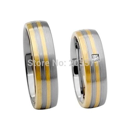 Custom gold color health wedding jewelry the best titanium engamgent and wedding rings sets for men and women
