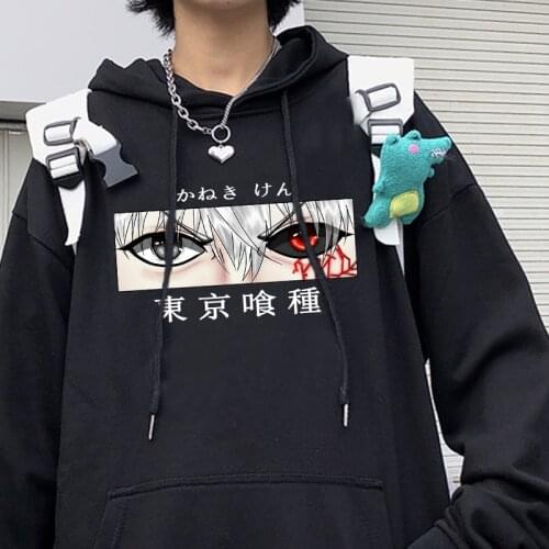 Tokyo Ghoul hoodie chic Harajuku loose punk sweatshirt Japanese anime Kaneki Ken eye manga print hoodie Gothic Streetwear top