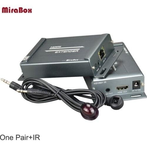MiraBox HDMI Extender Infrared Transmitter/ Receiver WIth IR-Remote Support HD1080P 3.5mm Audio Jack 150m Cat5e/6 UTP Cable rj45