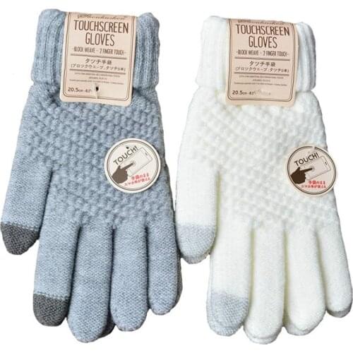 Womens Cashmere Knitted Winter Gloves Cashmere Knitted Women Autumn Winter Warm Thick Gloves Touch Screen Skiing Gloves