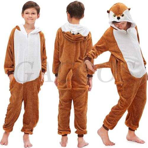 Winter Soft Kigurumi Pajamas for Boys Unicorn Pyjama Kids Party Costume Panda Animal Cartoon Hooded Sleepwear For 8 10 12 14 16T