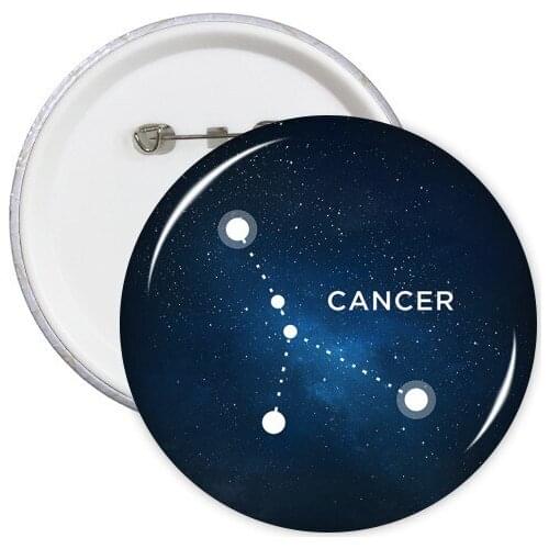 Cancer Constellation Zodiac Sign Round Pins Badge Button Clothing Decoration Gift 5pcs