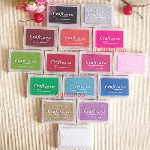 1 Set / Lot 15 Colors Ink Pads Rainbow DIY Multi-color Craft 4 Rubber Stamps Paper Wood