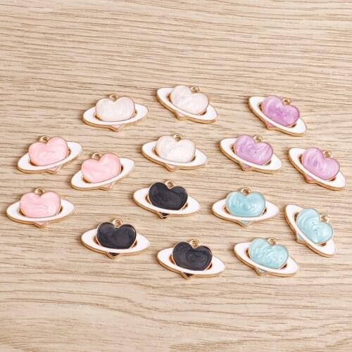 10pcs/lot 21*13mm Multicolor Enamel Love Heart Charms Fit Jewelry Supplies Making DIY Mini Circle Charms Necklaces Bracelets