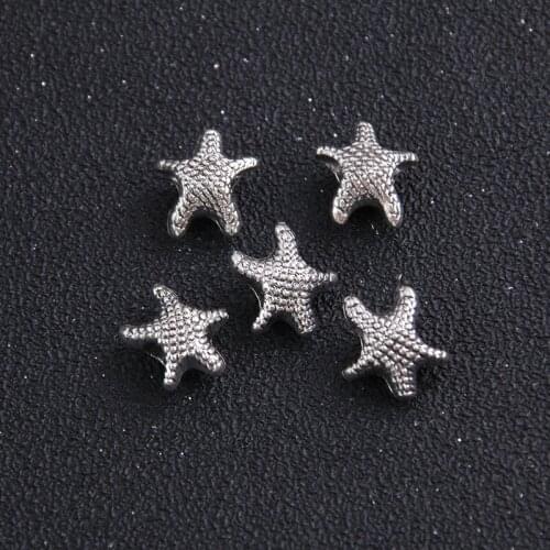 10pcs/lot Antique Free shipping Alloy Double-sided Starfish Beads Jewelry Making Beads 7*13*15mm