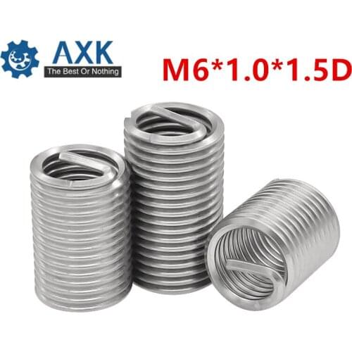 100pcs M6*1.0*1.5D Wire Thread Insert Stainless Steel 304 Wire Screw Sleeve, M6 Screw Bushing Helicoil Wire Thread Repair Insert
