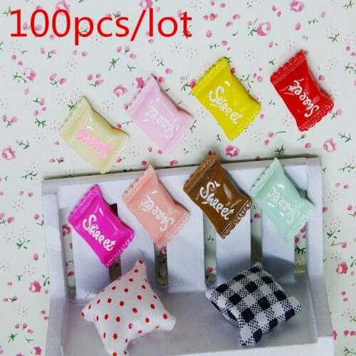 100pcs Wholesale Flatback Resin Cabochons Simulation Food Artificial Candy Phone Beauty DIY Children Hair Accessory Resin Crafts