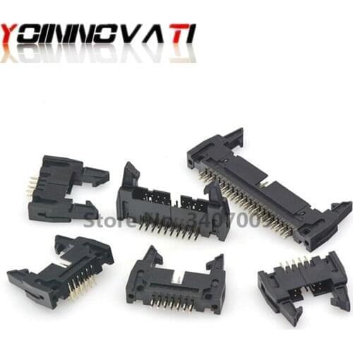 100Pcs 2.54mm Pitch DC2 Male IDC Connector Socket Header With Hook Horn Sample 8P 10P 12P 14P 16P 20P 24P 26P 30P 34P 40P 50P