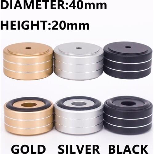 4PCS Amplifier Feet Shock Absorber 40*20mm Black Silver Gold Speaker turntable Feet Spike Rubber Ring Amplifier Feet Aluminum