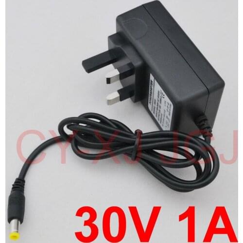 50pcs 30V 1A AC 100V-240V Converter Adapter DC 30V 1A 1000mA Power Supply UK Plug 5.5mm x 2.1mm