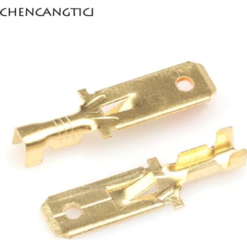 50 Pcs 6.3 MM Automotive Crimp Terminal Male Spade Connector Brass Pins Auto Splice Wire Terminals DJ611-6.3A G194