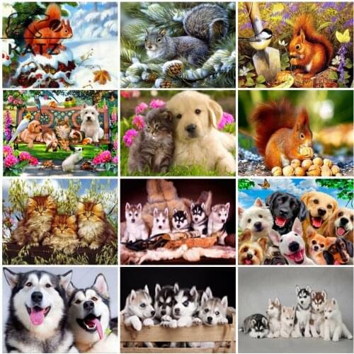 5D Animal Diamond Painting Squirrel Embroidery Crossing Diy Dog Mosaic Art Gift Cross Stitch Home Aesthetic Decoration