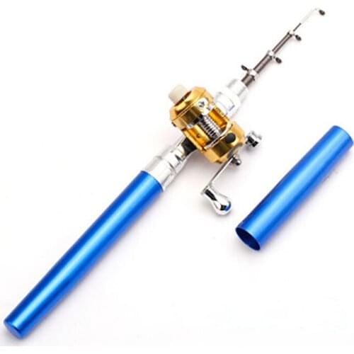 Aluminum Mini Pocket Pen Fishing Rod Pole + Reel Winter Ice Fishing Rod Fish Tackle Tool