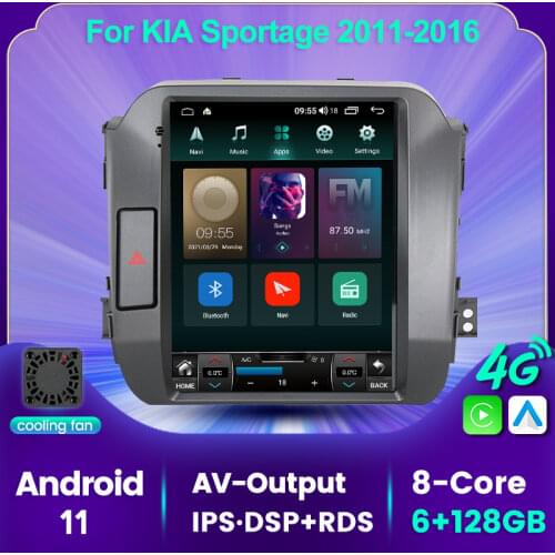6GB+128GB For Kia Sportage 2011 2012 2013 2014 2015 2016 Tesla style Car GPS Navigation stereo Android 11 Autoradio wifi carplay