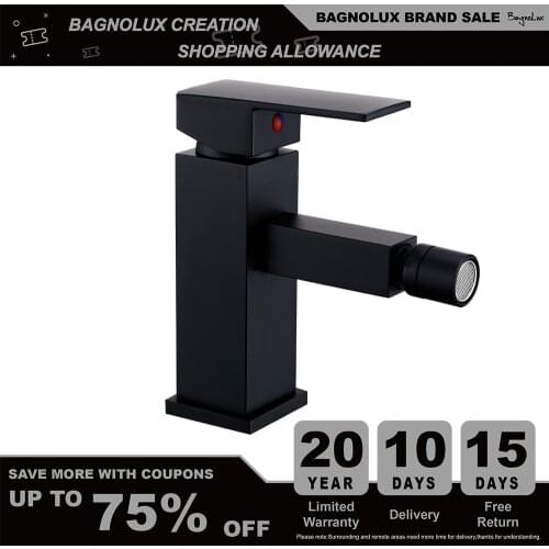 Bagnolux Black Polished Chrome Gold Brass Single Hole Deck Mounted Cold and Hot Rotary Bubbler Bathroom Basin Bidet Faucets
