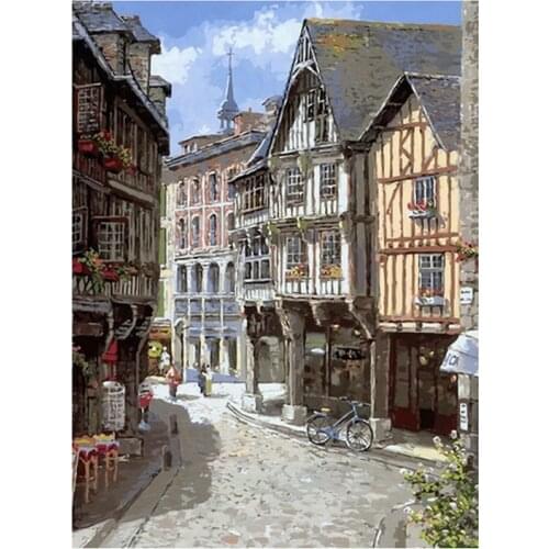 Frameless diy painting by numbers landscape picture oil painting on canvas for home decor 4050cm denmark town