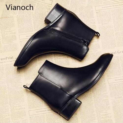 Vianoch New Fashion Ankle Boots Women Casual Black Heel Shoes Woman Fall Autumn Winter Boots Shoe Pointed Toe Lady wo1808149