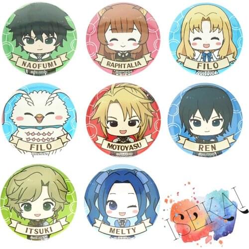 The Rising of the Shield Hero Tate No Yuusha No Nariagari Anime Raphtalia Filo Naofumi Melty Itsuki Motoyasu Badge Brooch Pins