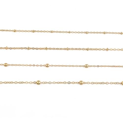 1m Width1.6/2mm 18k Gold Plated O-Shaped Link Chains Necklace Bead Chain For DIY Jewelry Making Bracelet Anklet Accessories