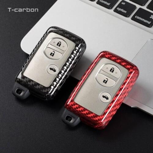 For Toyota Prius Camry Corolla C-HR CHR RAV4 Prado Vellfire Alphard Hilux Estima Car Key Case Cover Shell Carbon Fiber
