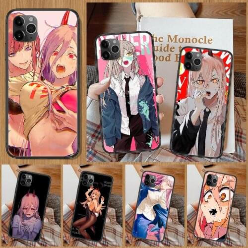 Chainsaw Man Power Anime Phone Case For iphone 5 5S SE 2 6 6S 7 8 11 12 Mini Plus X XS XR Pro Max black 3D prime soft hoesjes