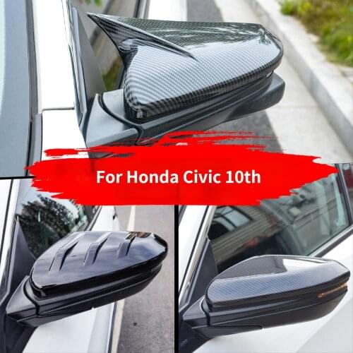 For Honda Civic 10th 2016-2019 Accessories Mirror Covers Rearview Shell Carbon Fiber Pattern Black Rearview Mirror Protection