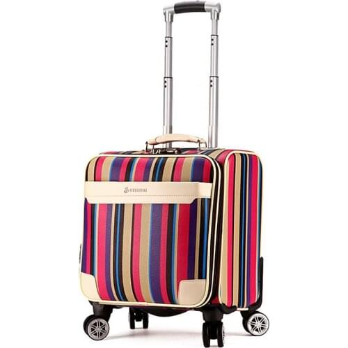 Fashion 16 inch PU leather trolley suitcase high quality password box business boarding valise spinner carry on travel luggage