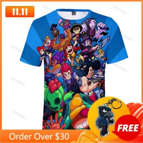 Sandy Crow Childrens Wear Kids T-shirt Shooting Game 3d Tshirt Teen Clothes Shirt Browlers Boys Girls Short Tops