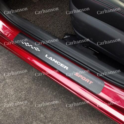 For Mitsubishi Lancer 10 3 9 Auto Door sill Trim Pedal Accessories styling Carbon Fibre Texture Leather PU Car Sticker Protector