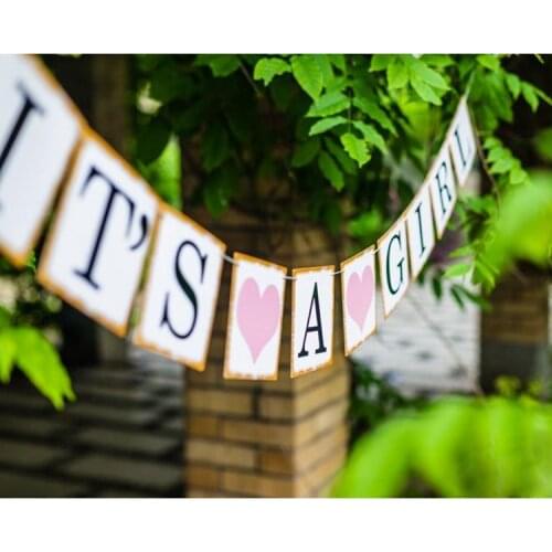 IT is A Girl Banner Sign Bunting Christening Baby Shower Garland Decoration Birthday Party Favors mommy to be sash pin pink