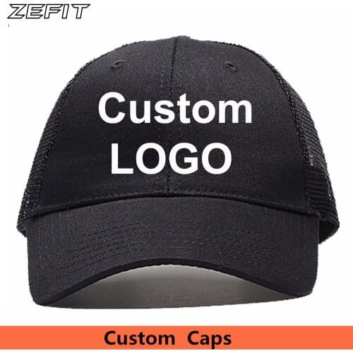 Customized Trucker Hats With Mesh on the back 3D Embroidery Printed LOGO Ventilated Summer Style Net Ball Custom Baseball Caps