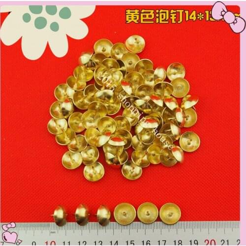 14mm*13mm Fasteners gold color iron Upholstery Nail Jewelry Box Wall Door Sofa Furniture Decorative Tack Stud Pushpin
