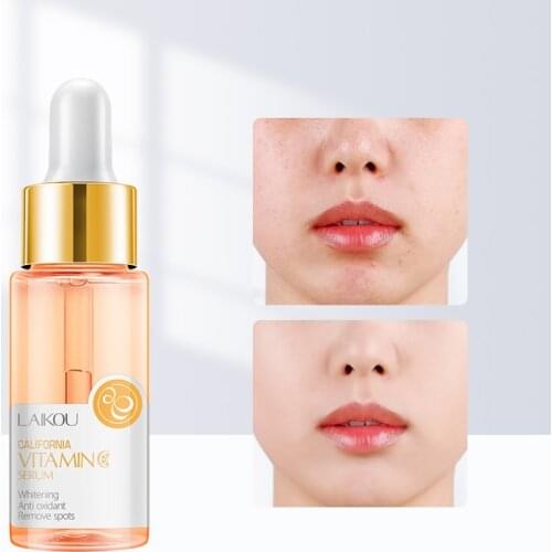 LAIKOU 100% Pure Vitamin C Whitening Face Serum Hyaluronic Acid Moisturizing Brighten Acne Removal Anti Aging Wrinkle Essence