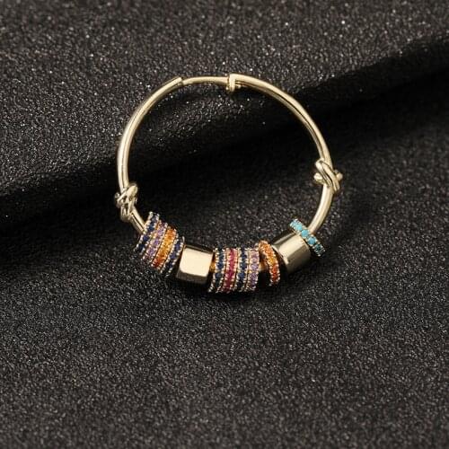 New Rainbow Circle Colorful Retro Earrings Transfer Smart Creative Atmosphere European American Personality Woman Ear Jewelry