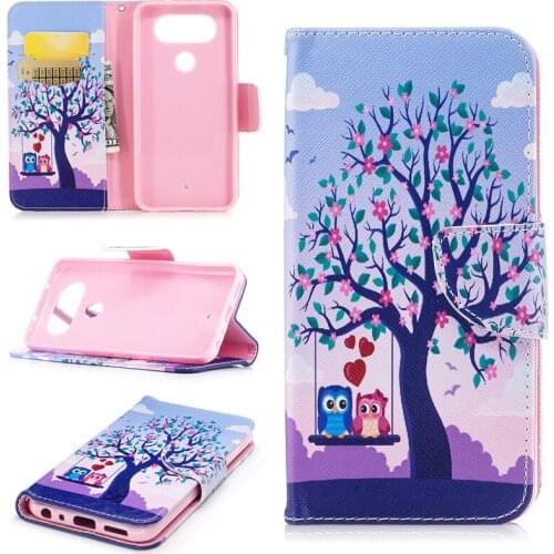 New Gorgeous Colored Drawing PU Leather Cases for LG Q8 Flip Mobile Phone Protective Cases with Wallet Card Holders & Kickstand