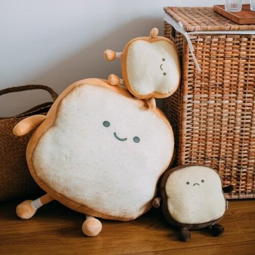 Toast bread Pillow Slice Bread Cushion Funny Expression Healing Plush Toy Sofa Bedroom Sleeping Pillow Birthday Gift Plush Decor