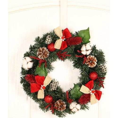 Christmas decoration kapok pinecone wreath Festival home decoration wreath door hanging croissant christmas ornaments