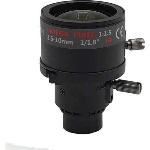 ManualZoom Manual IRIS F1.5 HD VF CCTV Lens 3.6-10 mm Varifocal 109-42 Degrees 1/1.8" 6MP MP D14 CCTV Lens SL-D3610M6MP