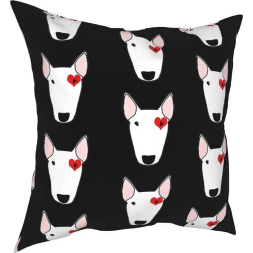 Bull Terrier Dog Lover Square Pillow Case Polyester Throw Pillow Funny Pillowcase
