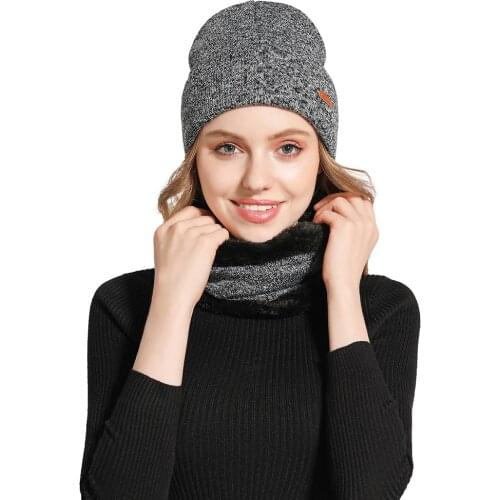 Women Men Scarf Hat Set Beanies Knitted Skullies Hats Pure Colour Autumn And Winter Warm Pure Colour Unisex Solid Color Outdoor