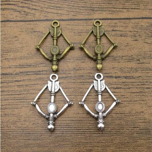 Bow and Arrow Charms 25PCS/Lot 35×25mm Vintage Handmade Supplies Jewelry DIY Pendants Charm Bracelet 2 Colors Available-RS377