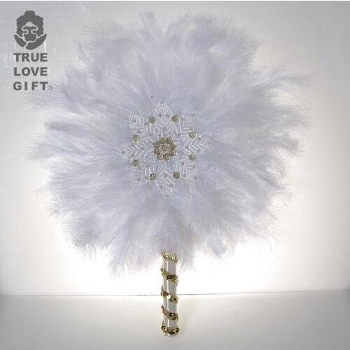 African Style Custom Feather Fans for Wedding Lace Hand-made Holding Fans Bride Colorful Large Round Craft Fan Wedding Supplies