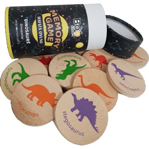 Smart Memory Game Dinosaurs Ages 3 and Up Matching Wooden Memory Game